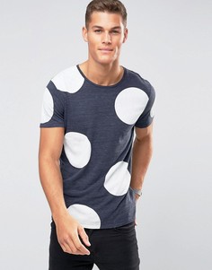 Футболка с круглым вырезом в крупный горошек Selected Homme Plus - Темно-синий