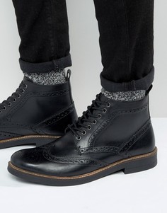 Черные кожаные ботинки-броги Frank Wright - Черный