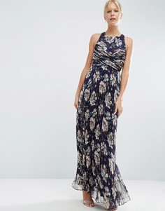 Плиссированное платье макси с цветочным принтом в винтажном стиле ASOS WEDDING - Мульти
