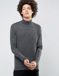 Вязаный джемпер-водолазка Selected Homme - Серый