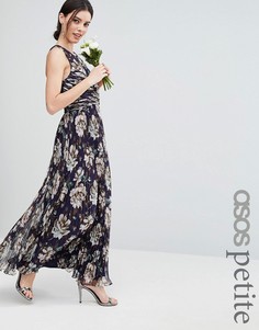 Платье макси со сборками и винтажным цветочным принтом ASOS PETITE WEDDING - Мульти