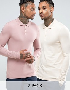 2 облегающих поло с длинными рукавами ASOS - СКИДКА 18 - Мульти
