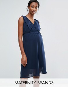 Короткое приталенное платье для кормления без рукавов Mamalicious - Темно-синий Mama.Licious