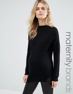 Вязаный джемпер с длинными рукавами Mamalicious - Черный Mama.Licious