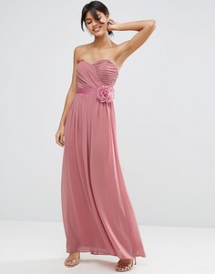 Шифоновое платье‑бандо макси со съемным цветочным украшением ASOS WEDDING - Розовый