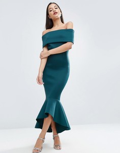 Платье миди с баской ASOS PREMIUM - Зеленый
