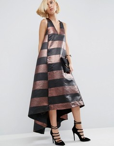 Полосатое платье макси с эффектом металлик ASOS WHITE - Мульти