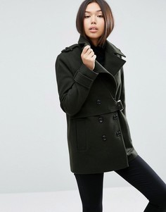 Пальто из смесовой шерсти с отлетной кокеткой ASOS - Коричневый
