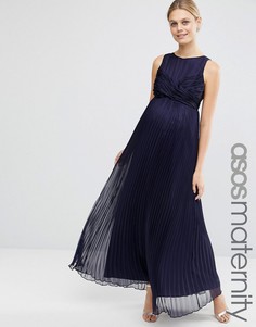 Плиссированное платье макси для беременных ASOS Maternity - Синий