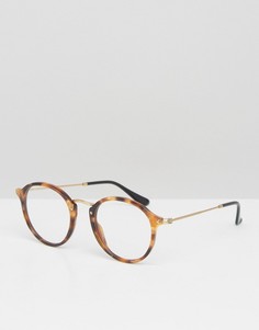 Солнцезащитные очки в круглой черепаховой оправе Ray-Ban 0RX2447V - Коричневый