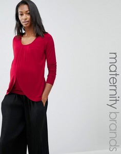 Трикотажный лонгслив с запахом для кормления Mamalicious - Темно-синий Mama.Licious