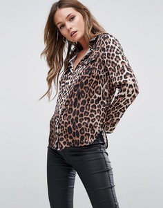 Рубашка с леопардовым принтом Michelle Keegan Loves Lipsy - Мульти