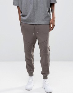 Серые зауженные джоггеры в байкерском стиле с карманами на молнии ASOS - Серый