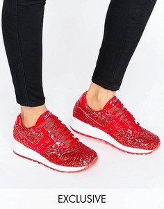 Кроссовки с отделкой блестками ASOS WHITE x Saucony Shadow 5000 - Красный