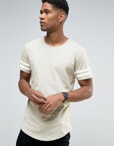 Удлиненная футболка с полосками на рукавах и асимметричным краем Only & Sons - Зеленый