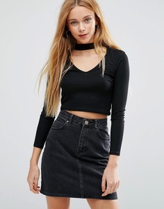 Топ с отделкой на вороте Daisy Street - Черный