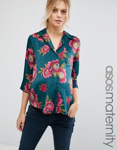 Блузка в пижамном стиле с цветочным принтом ASOS Maternity - Мульти