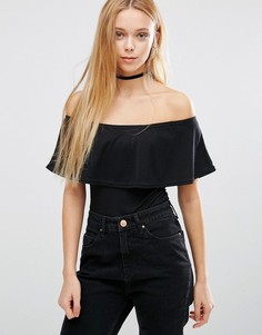 Боди с оборкой Daisy Street - Черный