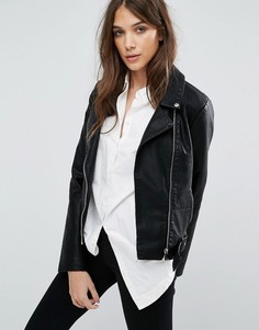 Байкерская куртка из искусственной кожи Vila - Черный