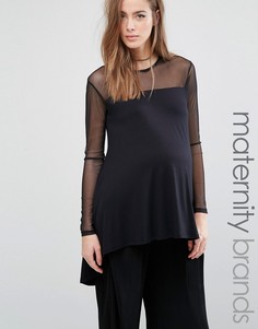 Трикотажный топ для беременных с сетчатой вставкой Bluebelle Maternity - Черный