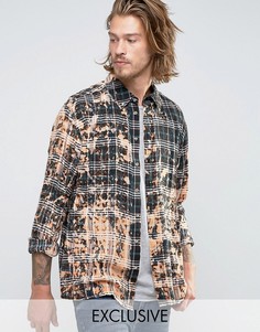 Рубашка классического кроя в клетку с выбеленным эффектом Reclaimed Vintage - Черный