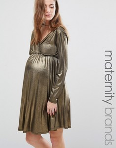 Платье для беременных с длинными рукавами и запахом Bluebelle Maternity - Золотой