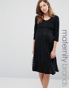 Чайное платье для беременных с кружевными вставками по бокам Bluebelle Maternity - Черный