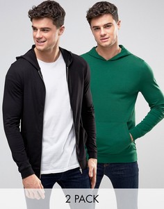 Комплект из обтягивающих худи (черное и зеленое) ASOS - СКИДКА 15 - Мульти