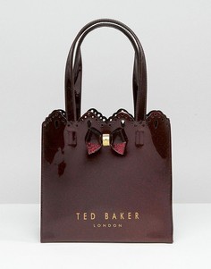 Красная блестящая сумка с фактурной отделкой по краю Ted Baker Small Icon - Красный