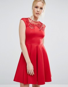 Платье с вышивкой и вырезами Ted Baker - Красный