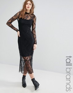 Кружевное платье миди с длинными рукавами Vero Moda Tall - Черный