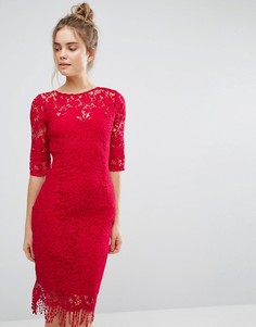 Кружевное платье с рукавами 3/4 Paper Dolls - Красный