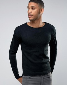 Джемпер с необработанным краем и удлиненной спинкой Only &amp; Sons - Черный