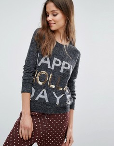 Noisy May Kick Backs Christmas Knitted Jumper - Серый
