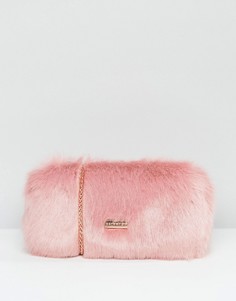 Розовый клатч-футляр с искусственным мехом Skinnydip - Розовый