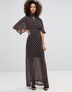 Платье макси с рукавами‑кимоно и цветочным принтом Liquorish - Черный