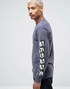Лонгслив с принтом на рукавах Stussy - Темно-синий