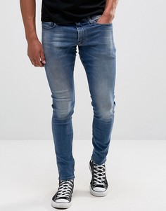 Выбеленные супероблегающие джинсы G-Star Revend - Синий