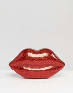 Красный клатч с дизайном в виде губ и блестками Lulu Guinness - Красный