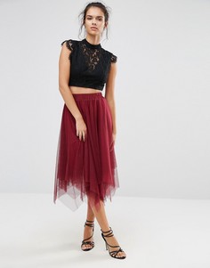 Двухслойная юбка миди из тюля Boohoo - Красный