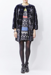 Шуба  из аукционной норки KOPENHAGEN FUR BURGUNDY QUALITY с кожаным поясом Fellicci