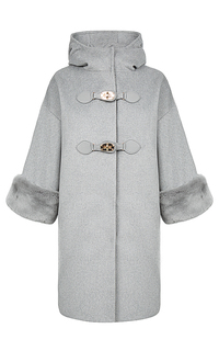 полушерстяное пальто с декором из меха кролика La Reine Blanche
