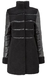 Утепленный жакет из овчины и натуральной кожи Снежная Королева