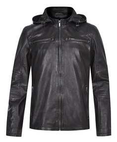 Кожаная куртка c капюшоном Urban Fashion For Men