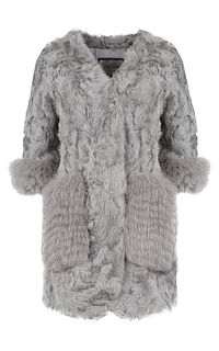 Шуба из козлика с отделкой мехом песца Virtuale Fur Collection