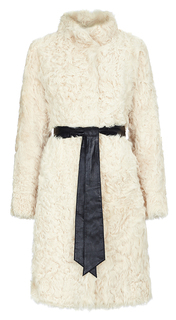 Шуба из меха овчины с кожаным поясом Virtuale Fur Collection