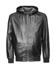 Кожаная куртка с капюшоном Urban Fashion For Men