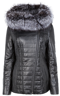 Куртка-трансформер из натуральной кожи с отделкой мехом чернобурки La Reine Blanche