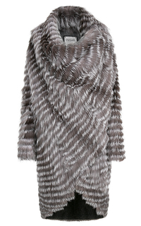 Облегченная шуба из меха лисы на трикотаже Virtuale Fur Collection