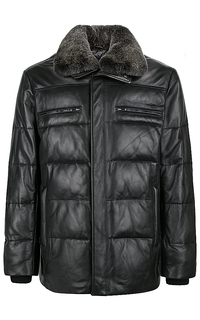 утепленная кожаная куртка с отделкой мехом Jorg Weber